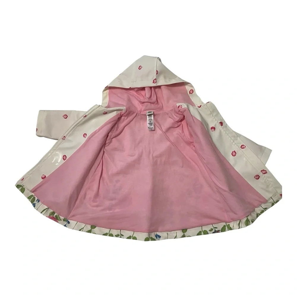 Little Me Cream and Pink Floral Raincoat